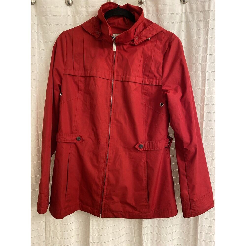 vintage weather tamer jacket Small Red Zip Women hooded rain coat fall